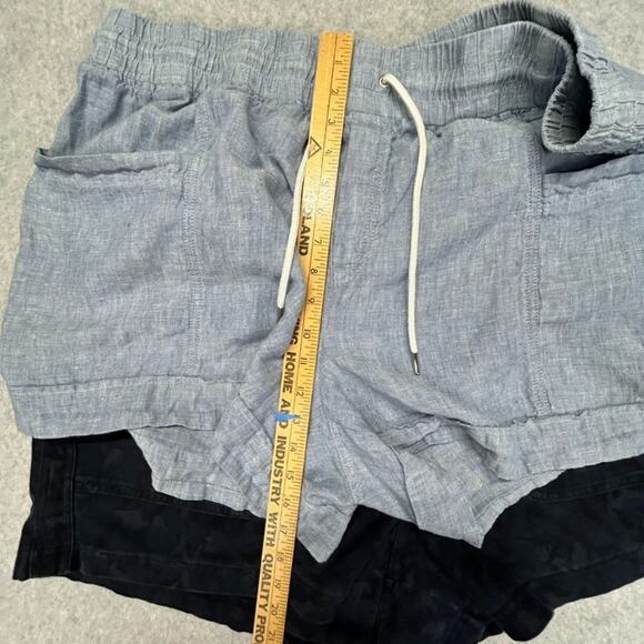 2 Pair Athleta 4" Shorts Womens 20 Cabo Linen Blue & Camo Farallon Short Black - Picture 14 of 16